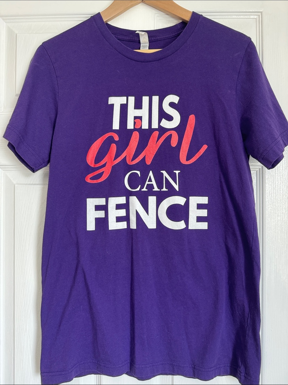 Purple 'This Girl Can Fence' Short Sleeve Tee